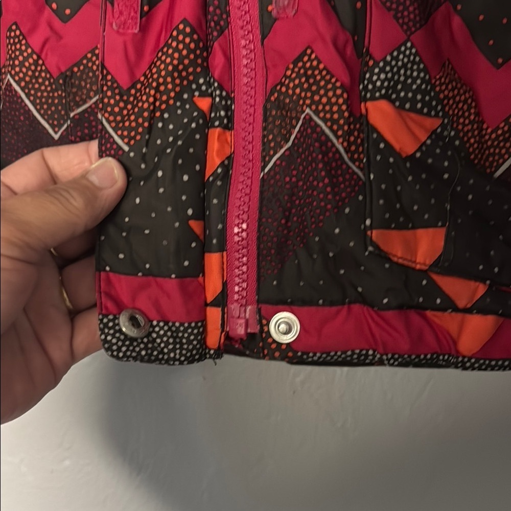 Simms Red Black Ski Jacket Geometric Insulated Hooded - Picture 4 of 16